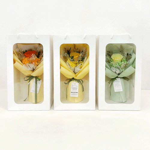 프리저브드 한송이 꽃다발 - 옐로우톤(3color / H 36cm)