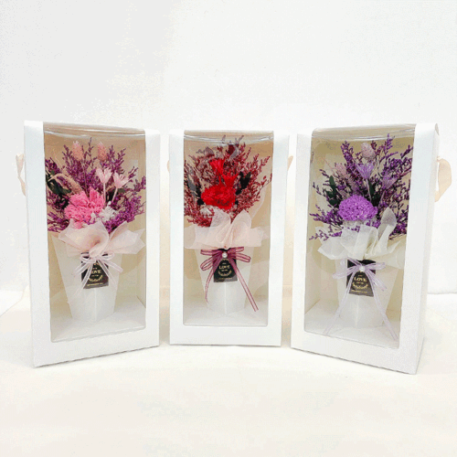 프리저브드 한송이 꽃다발 - 카네이션(3color / H 38cm) - 15개